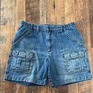 Savane Blue Cargo Pants with Elastic Waistband